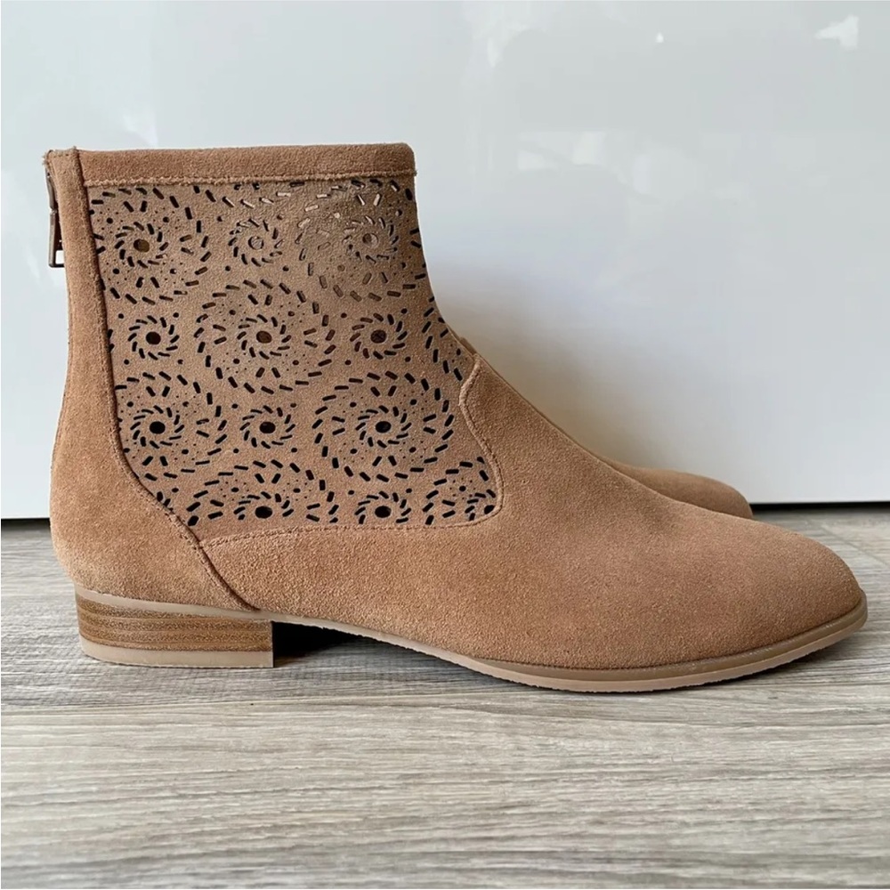 Jack Rogers Tan Cut-Out Faux Suede‎ Ankle Boots